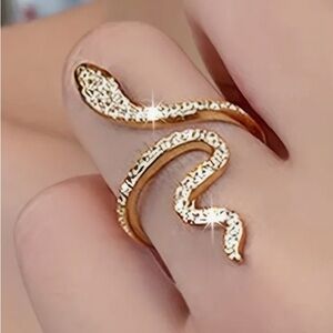 Gold Snake Ring with Sparkling Stones